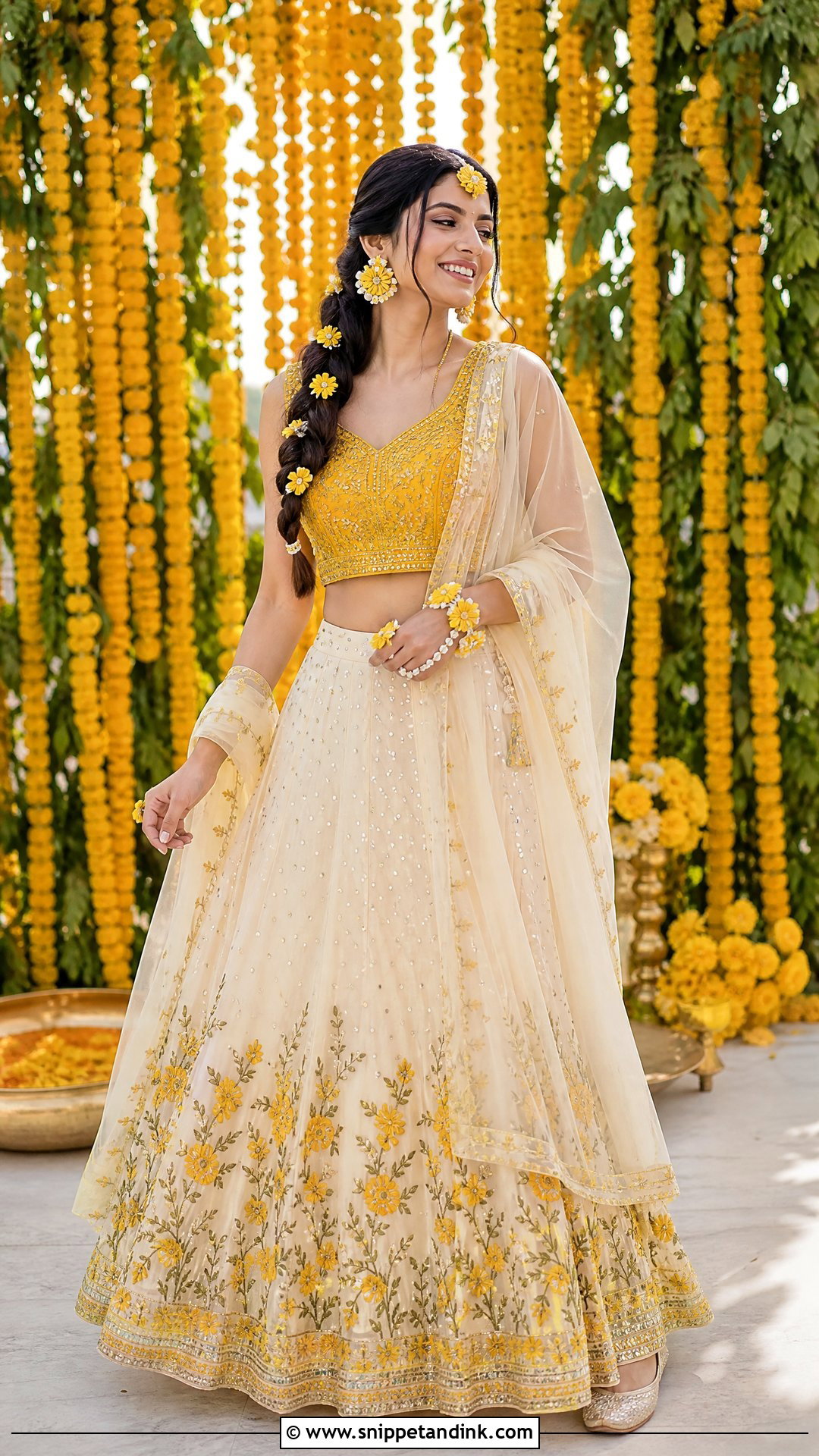 White And Yellow Haldi Lehenga - Snippet and Ink - 20 Haldi Lengha Ideas