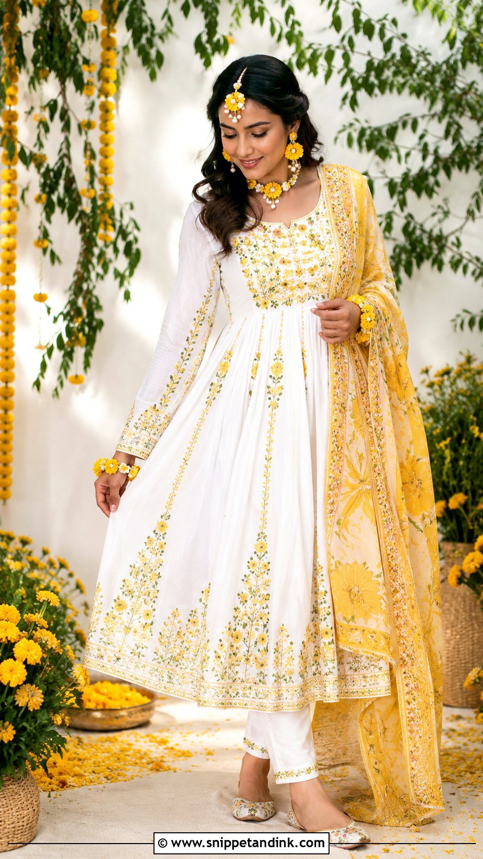 White And Yellow Haldi Outfit - Snippet and Ink - 20 Haldi Outfit From Scratch Ideas