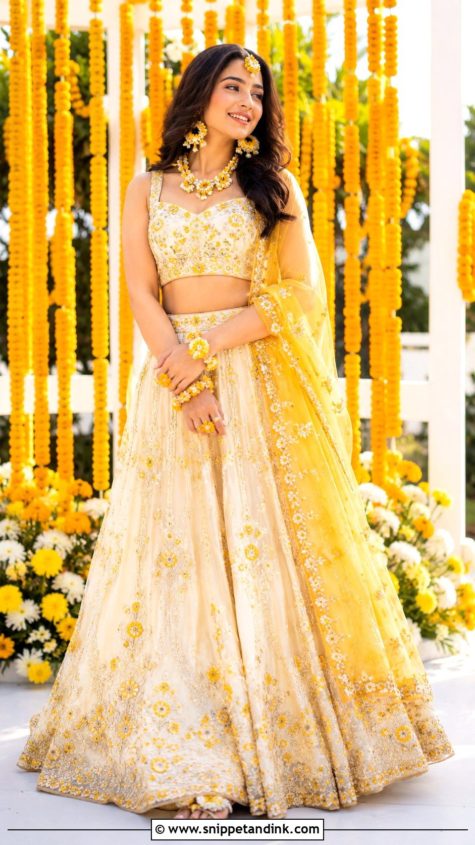 White And Yellow Lehenga For Haldi - Snippet and Ink - 25 Haldi Ceremony Dress Ideas