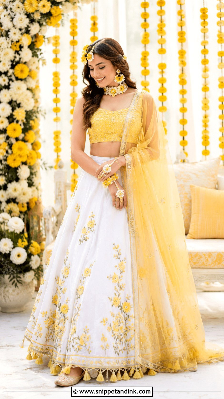 White And Yellow Lehenga For Haldi - Snippet and Ink - 25 Haldi Ka Dress Ideas