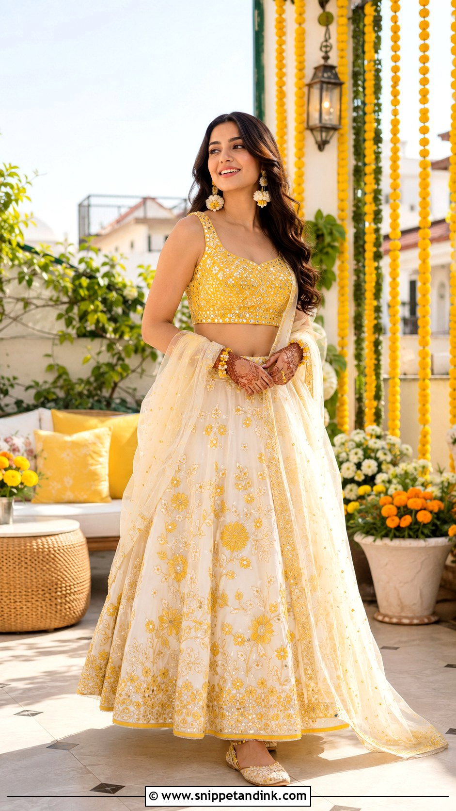 White And Yellow Mehendi Outfit - Snippet and Ink - 25 Mehendi Outfit Ideas for Bride
