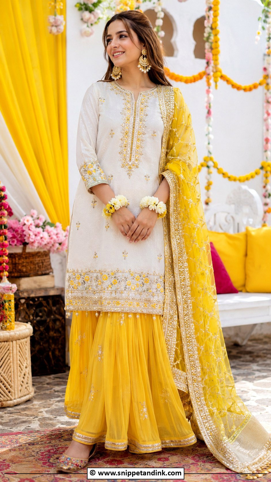 White And Yellow Mehndi Dress - Snippet and Ink - 30 Pakistani Mehndi Dresses