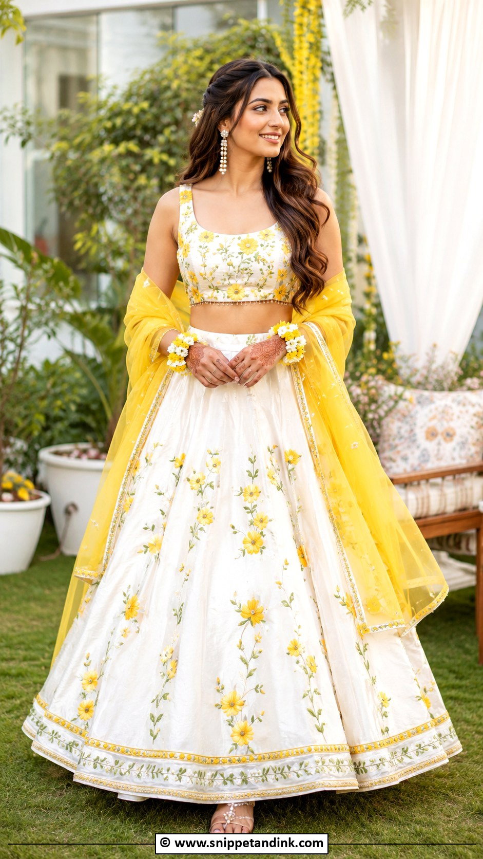 White And Yellow Outfit For Mehandi - Snippet and Ink - 25 Mehandi Outfit Ideas