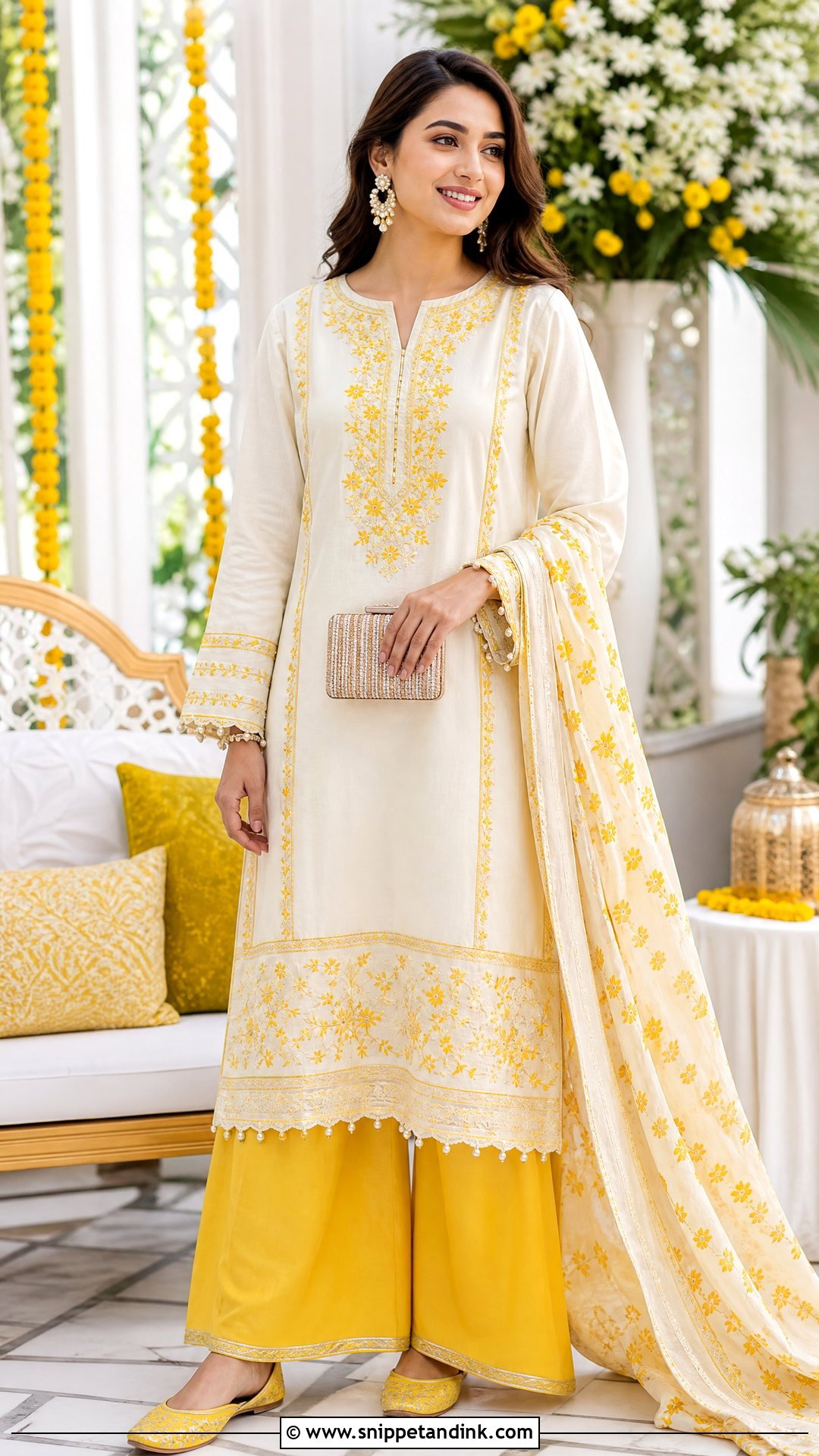 White And Yellow Suit For Mehendi Function - Snippet and Ink - 25 Mehendi Function Outfit Ideas