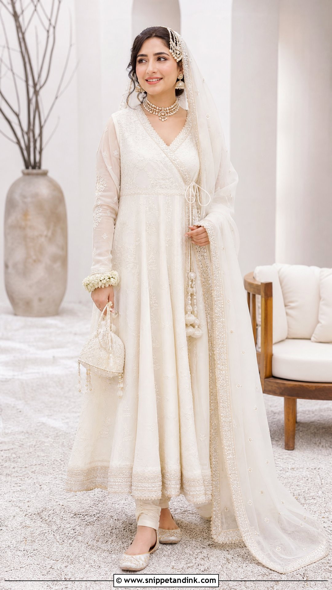 White Angrakha Nikah Dress - Snippet and Ink - 20 White Nikah Dress Pakistani Bridal Ideas