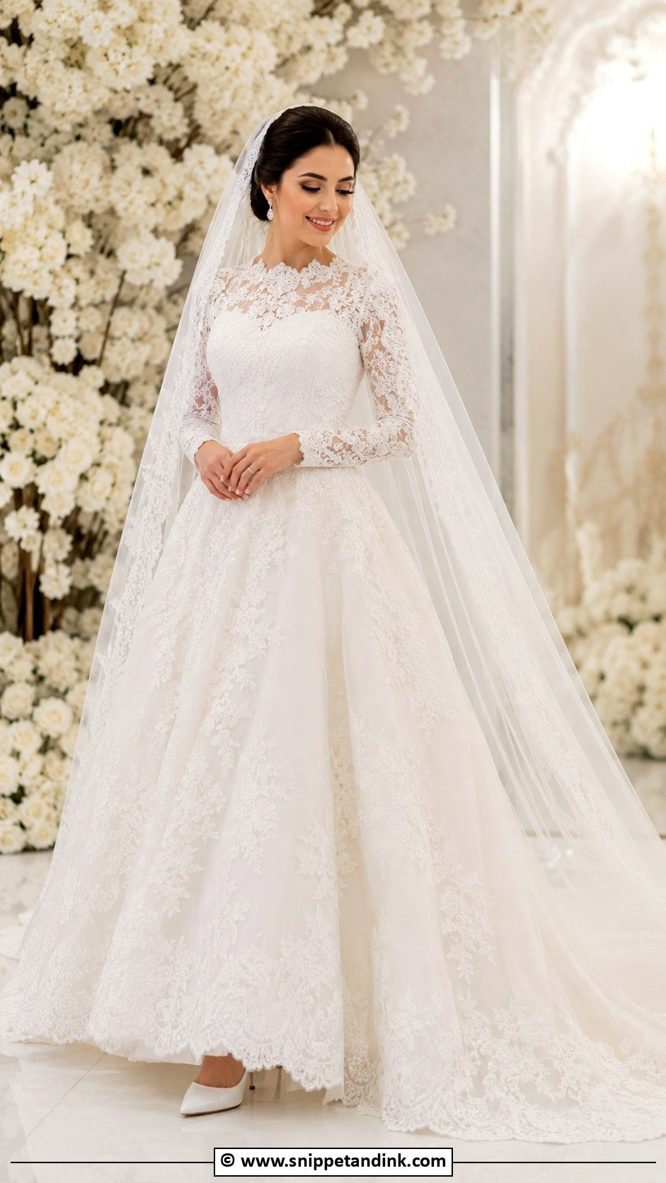 White Arab Wedding Dress With Long Sleeves - Snippet and Ink - 30 Arab Wedding Dress Ideas