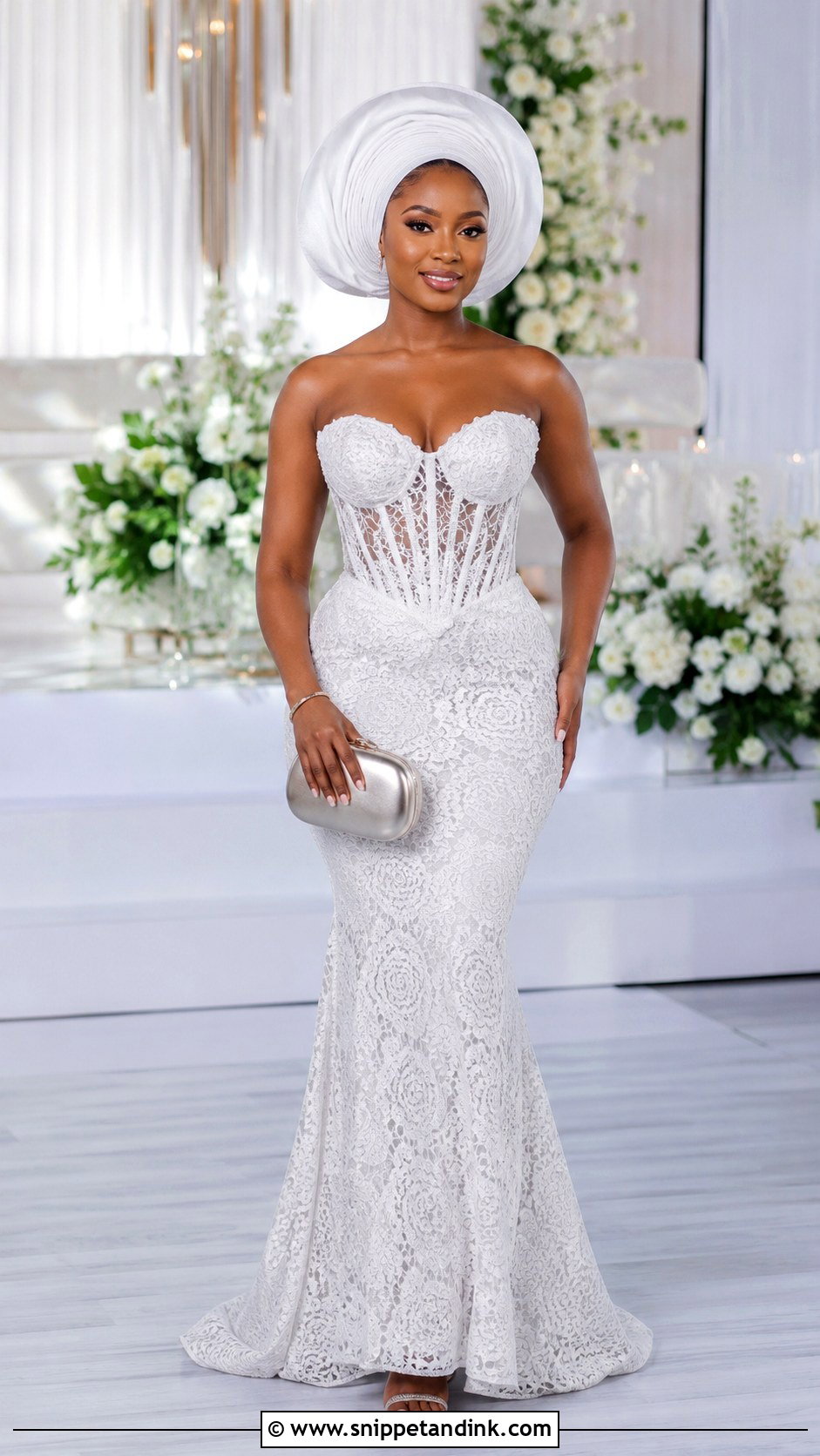White Aso Ebi Lace Corset Gown - Snippet and Ink - 25 White Aso Ebi Lace Gown Styles
