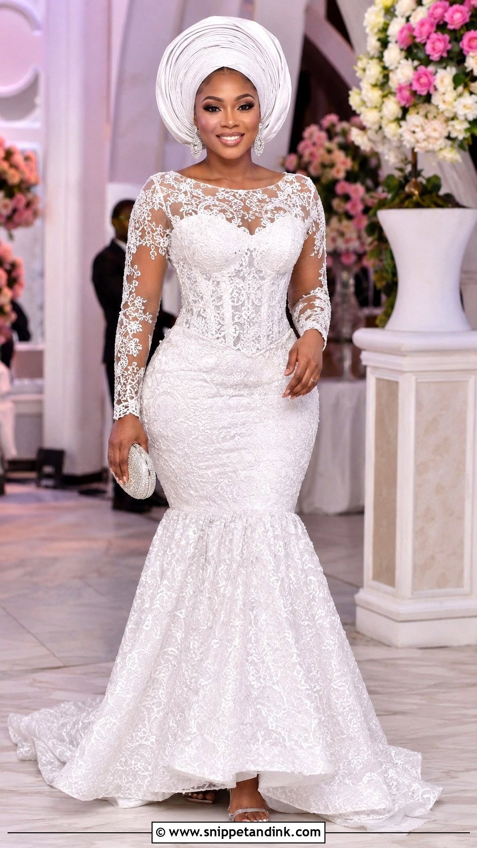 White Aso Ebi Lace Fishtail Gown - Snippet and Ink - 25 White Aso Ebi Lace Gown Styles