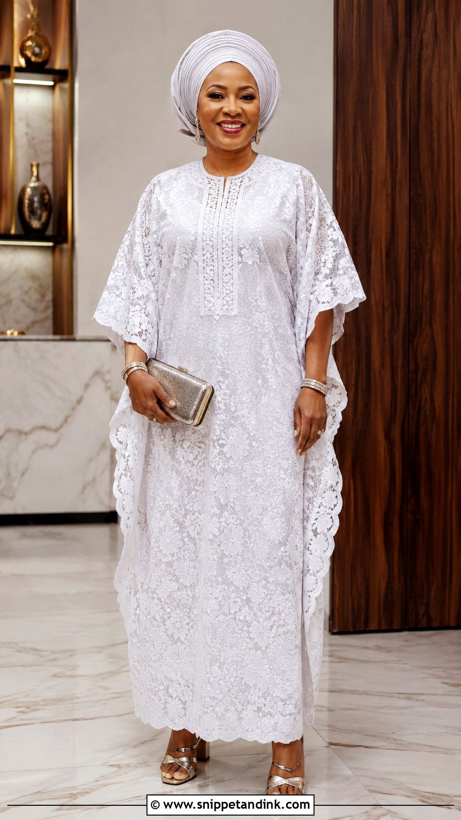 White Aso Ebi Lace Kaftan Gown - Snippet and Ink - 25 White Aso Ebi Lace Gown Styles