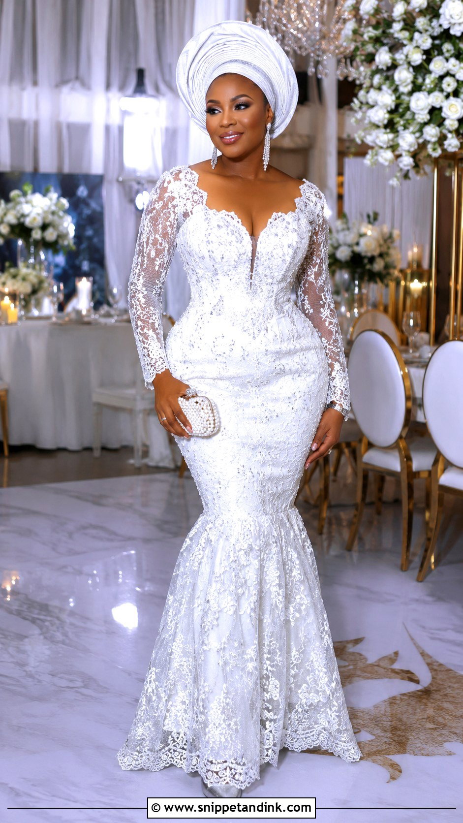 White Aso Ebi Lace Mermaid Gown - Snippet and Ink - 25 White Aso Ebi Lace Gown Styles