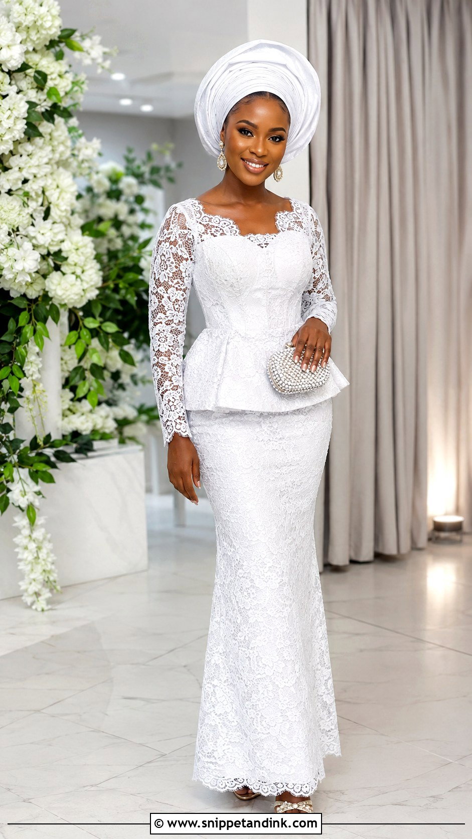 White Aso Ebi Lace Peplum Gown - Snippet and Ink - 25 White Aso Ebi Lace Gown Styles