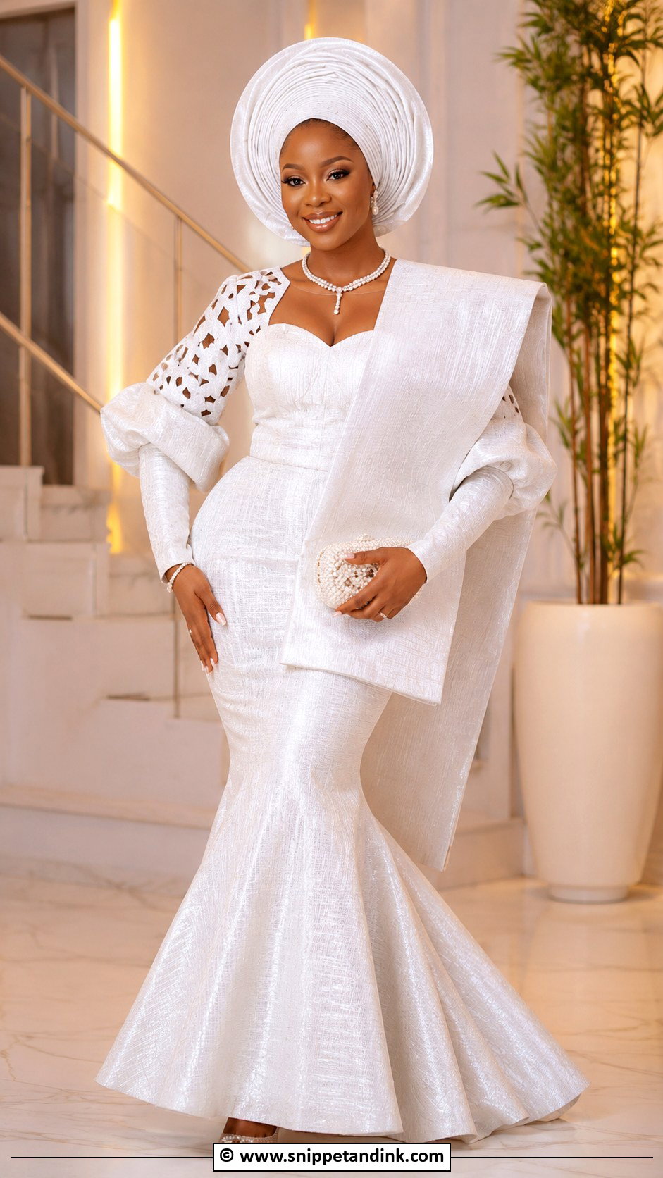 White Asooke Mermaid Dress - Snippet and Ink - 25 Asooke Styles for Brides