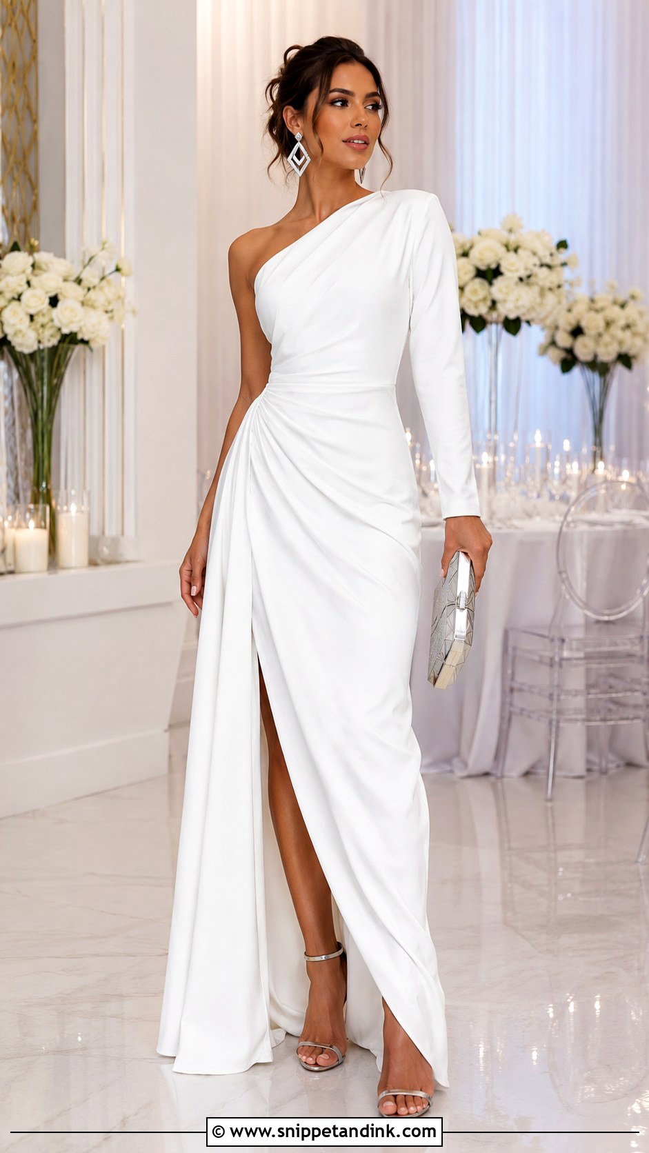 White Asymmetrical Gown - Snippet and Ink - 20 Elegant White Gown Ideas