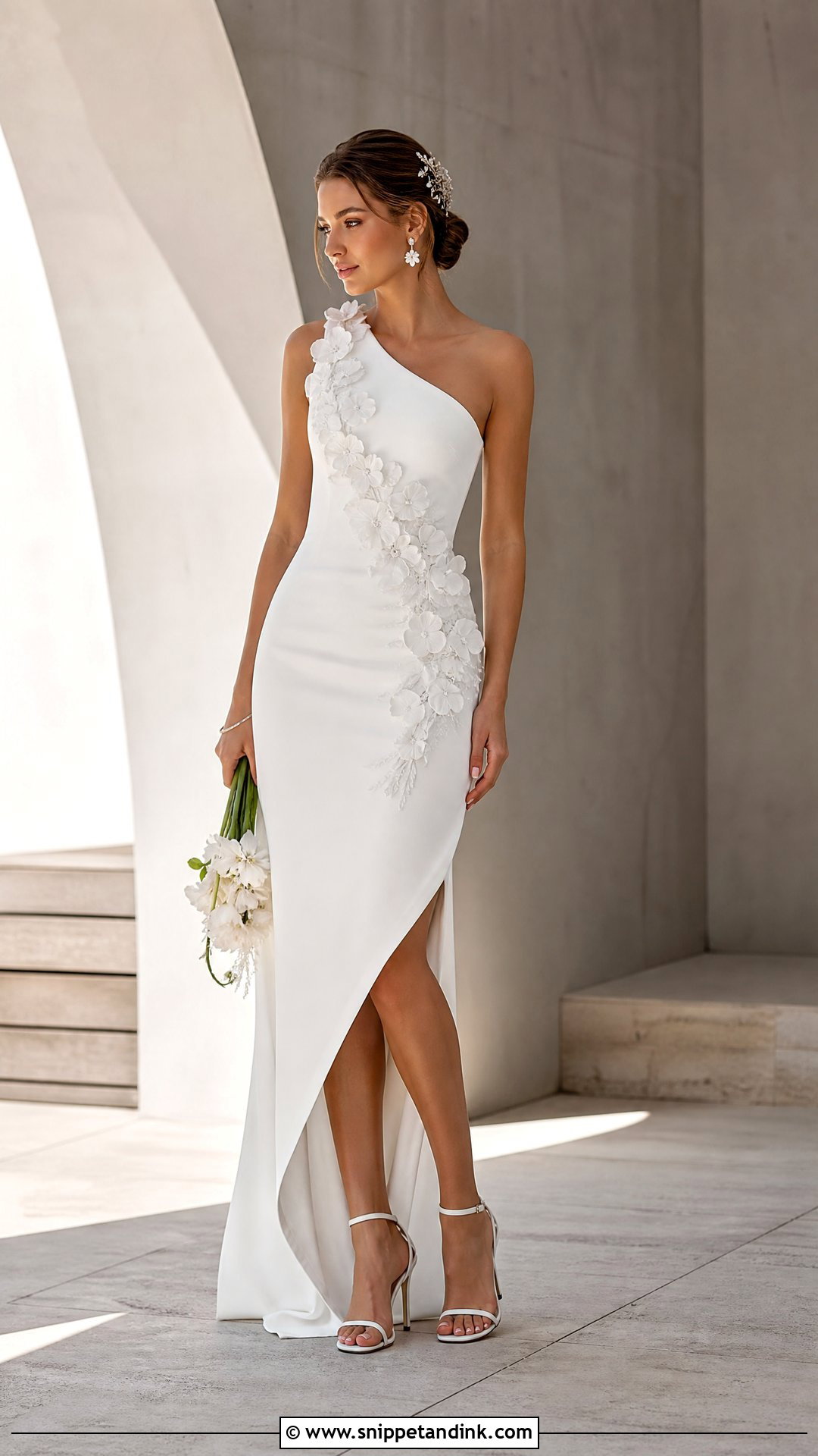 White Asymmetrical Wedding Dress With Floral Detail - Snippet and Ink - 20 White Wedding Dress with Flowers