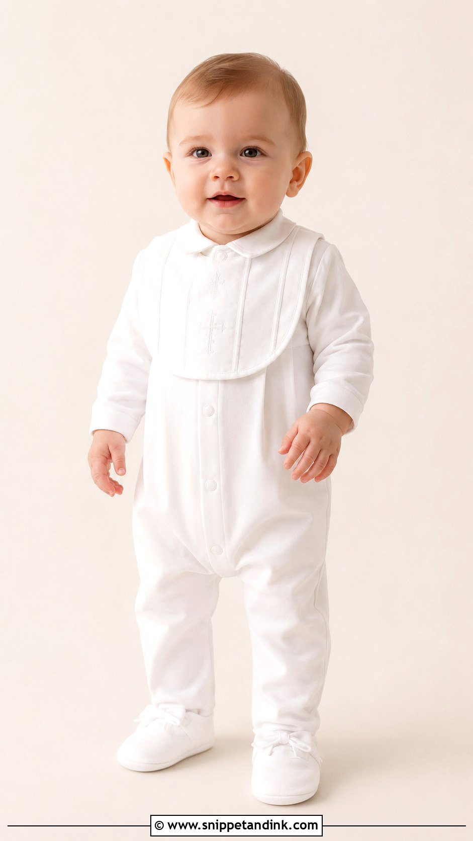 White Baby Boy Baptism Jumpsuit - Snippet and Ink - 25 Boy Baptism Outfit Ideas