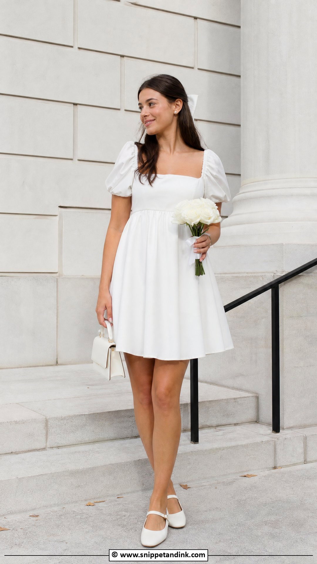 White Babydoll Wedding Dress - Snippet and Ink - 35 Casual Wedding Dress Ideas