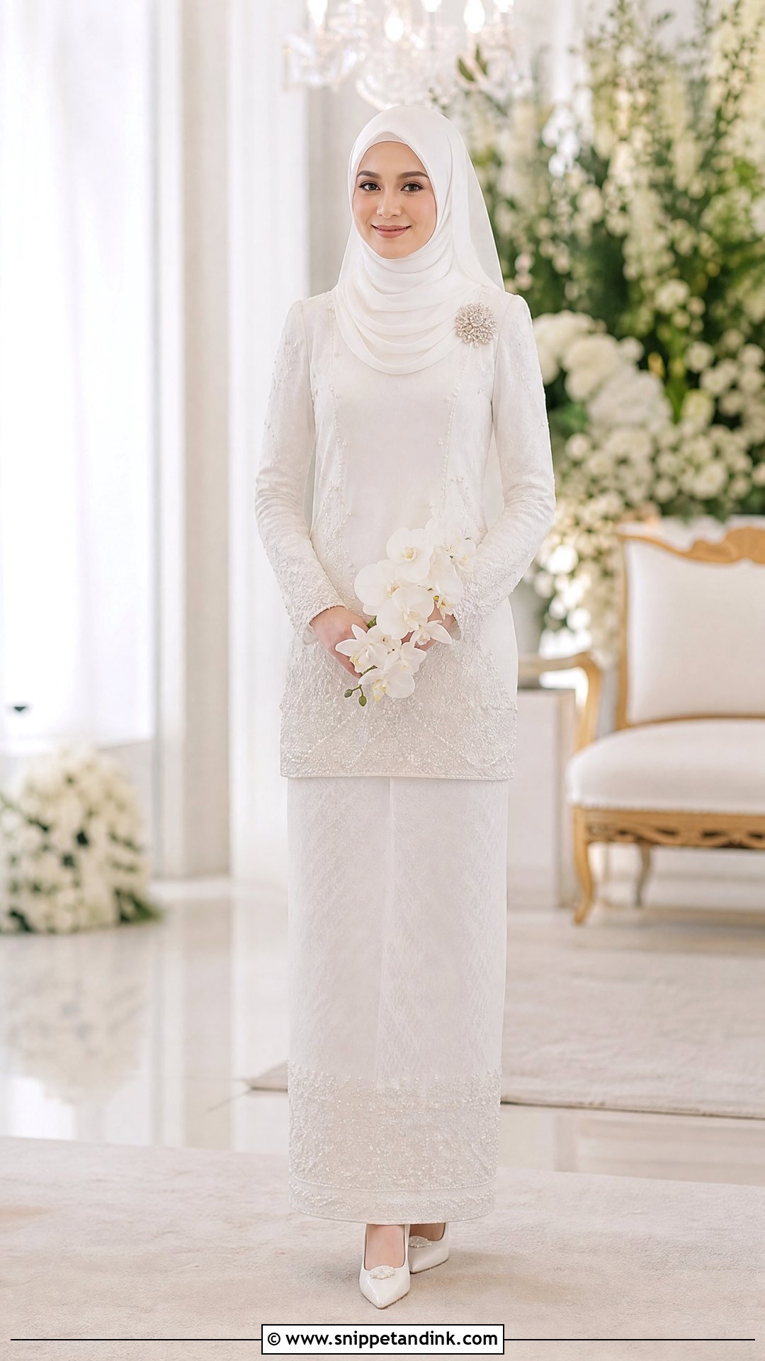 White Baju Kurung Malay Wedding Dress - Snippet and Ink - 20 Traditional Malay Wedding Dress Ideas