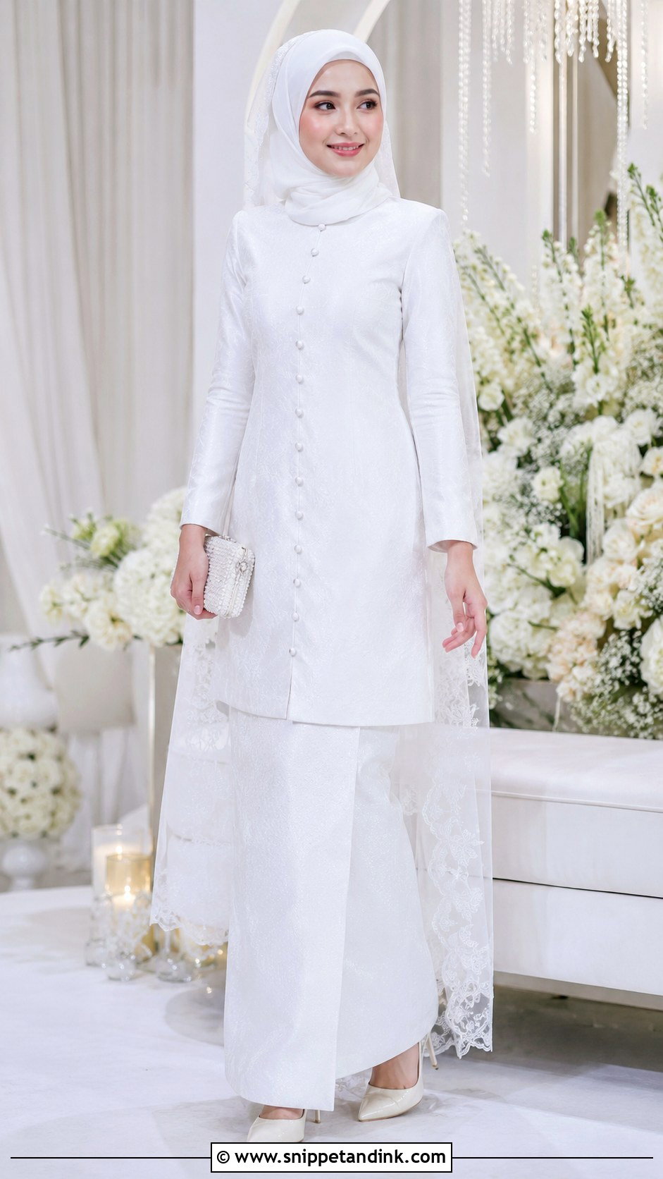 White Baju Kurung Nikah Dress - Snippet and Ink - 25 Malay Nikah Wedding Dress Ideas