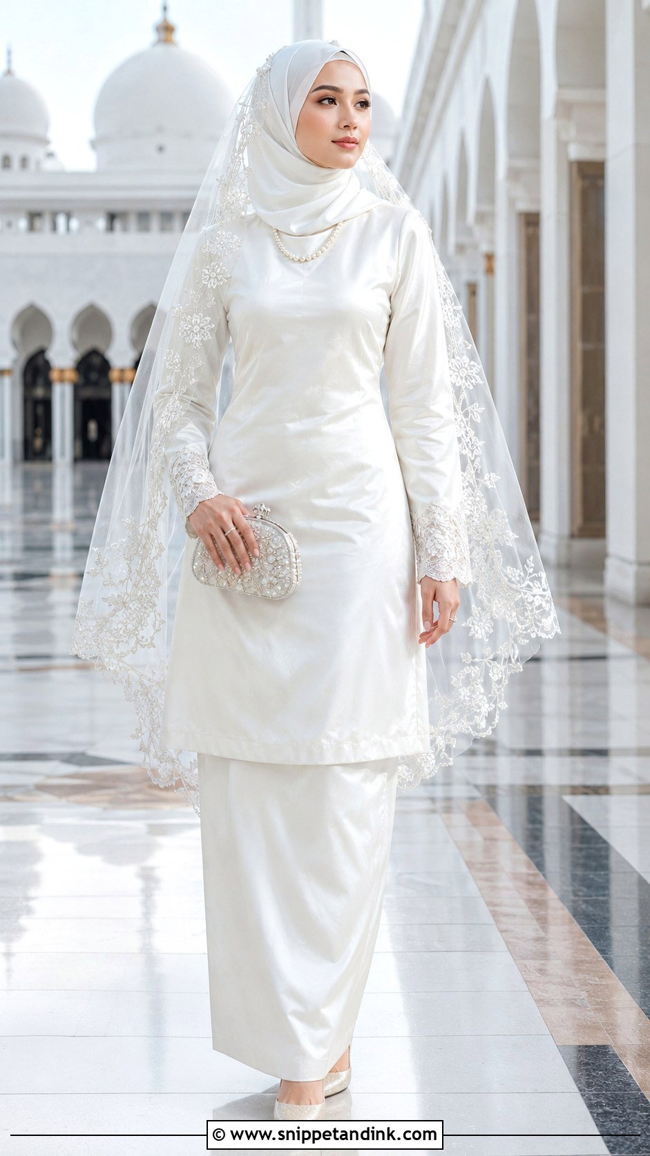 White Baju Kurung Wedding Dress Hijab - Snippet and Ink - 20 Malaysia Wedding Dress Hijab Ideas