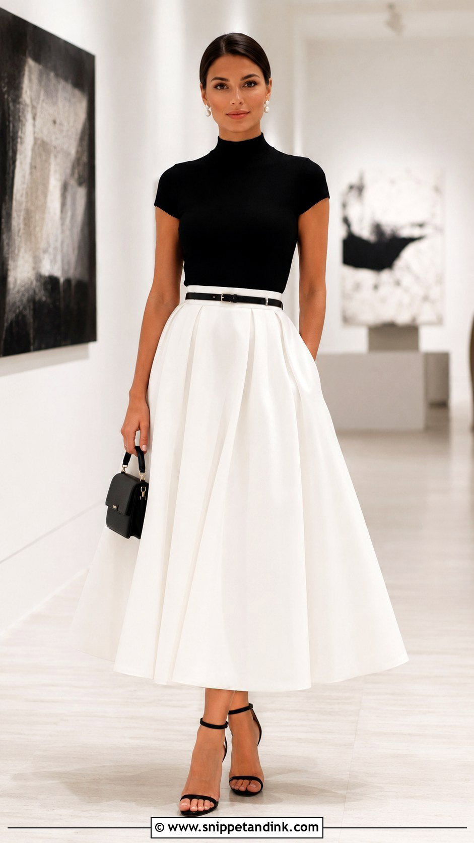 White Ball Gown Skirt And Black Top Outfit - Snippet and Ink - 20 Ball Gown Skirt Ideas