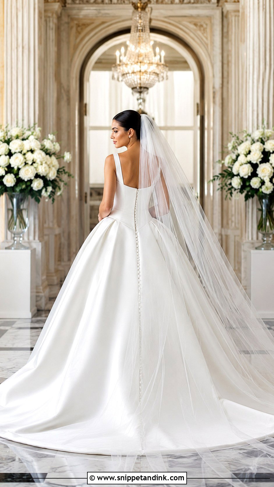 White Basque Waist Ball Gown - Snippet and Ink - 20 Bride White Gown Ideas