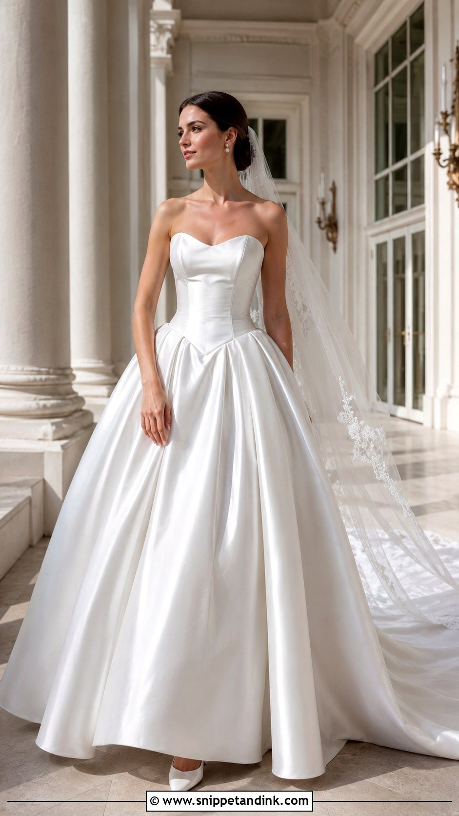White Basque Waist Bridal Gown - Snippet and Ink - 25 White Bridal Gown Ideas