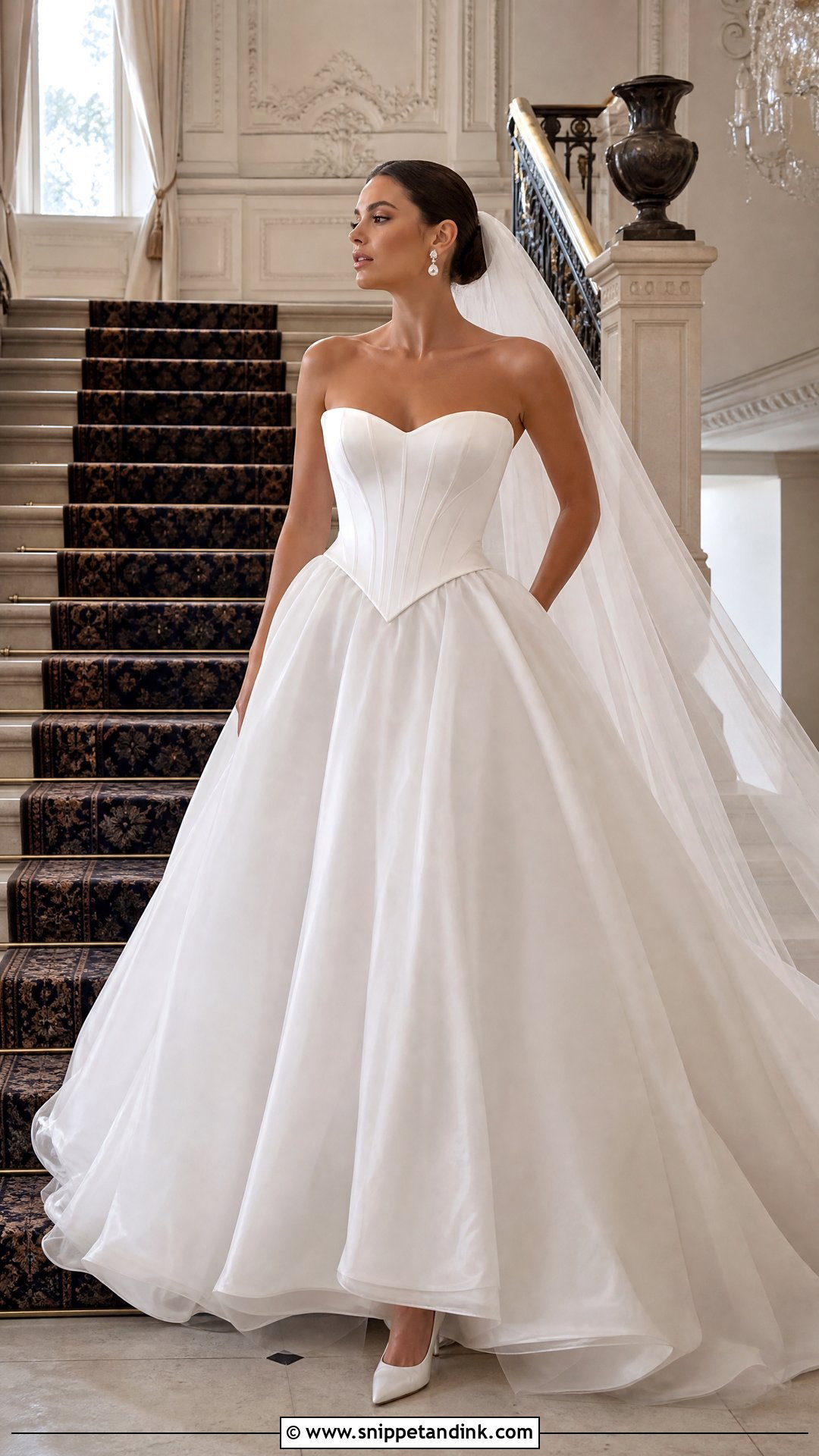 White Basque Waist Corset Wedding Dress - Snippet and Ink - 20 White Corset Wedding Dress Ideas