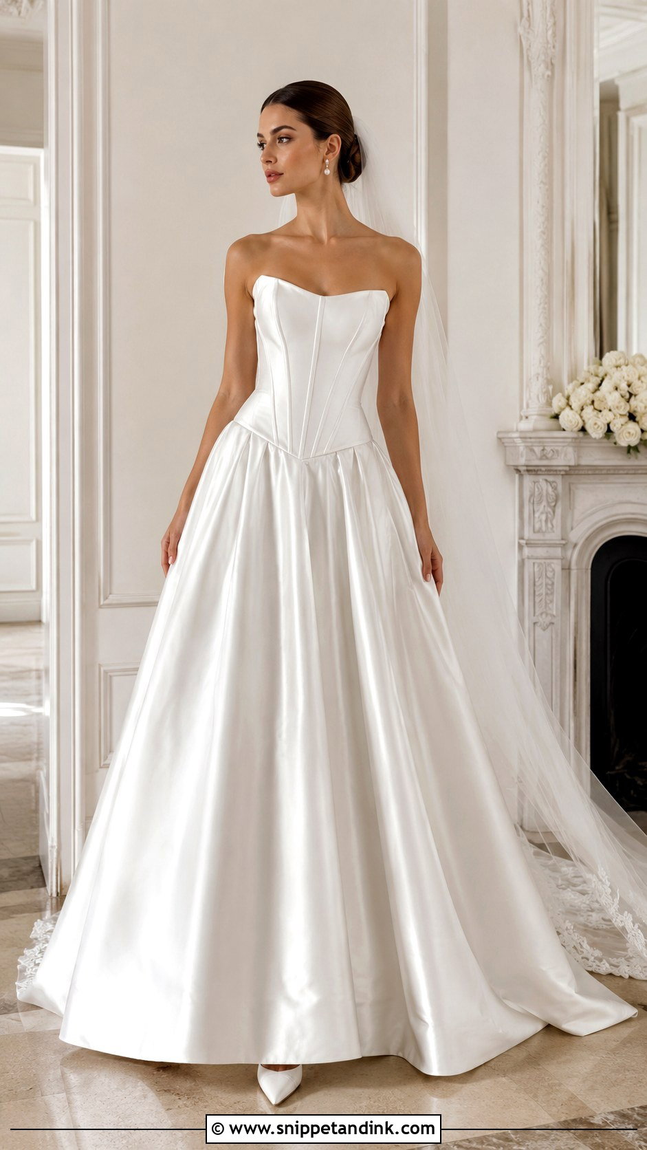 White Basque Waist Gown - Snippet and Ink - 30 White Wedding Gown Ideas