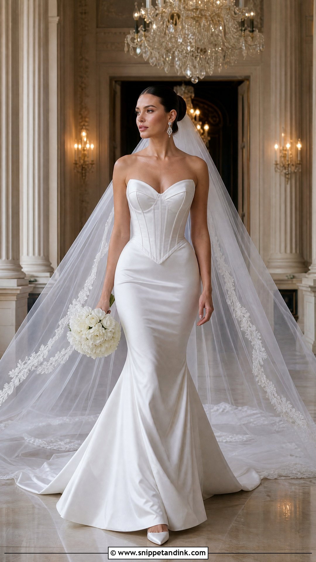 White Basque Waist Mermaid Wedding Dress - Snippet and Ink - 20 White Mermaid Wedding Dress Ideas