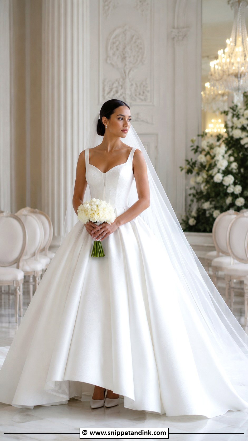 White Basque Waist Wedding Dress - Snippet and Ink - 35 White Wedding Dresses