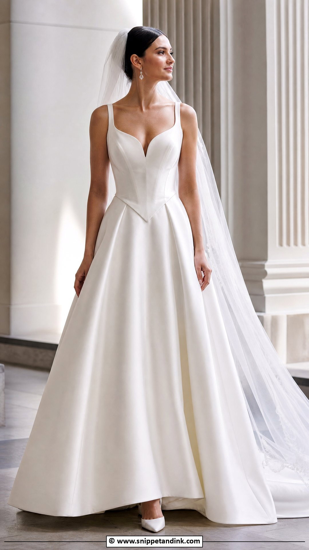 White Basque Waist Wedding Dress - Snippet and Ink - 30 White Wedding Dress Ideas