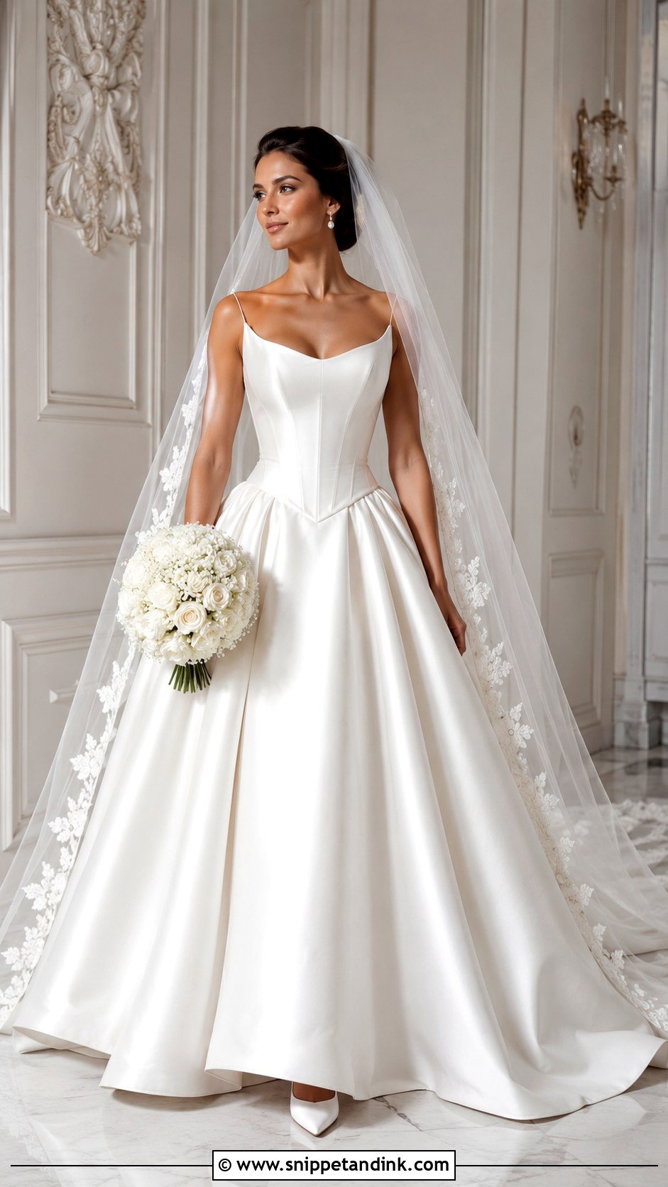 White Basque Waist Wedding Gown - Snippet and Ink - 25 White Wedding Gowns
