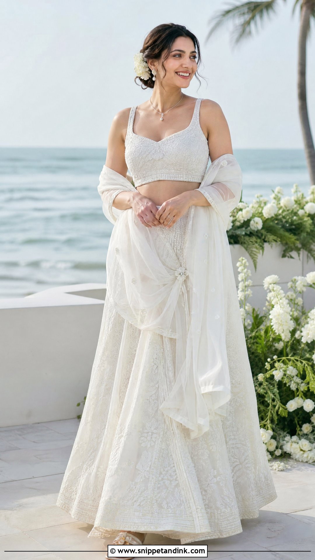 White Beach Wedding Bridal Lehenga - Snippet and Ink - 20 White Lehanga Design Bride Ideas