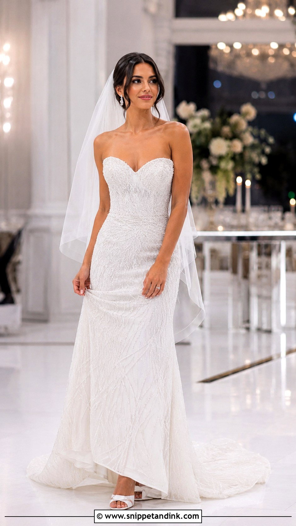 White Beaded Bridal Gown - Snippet and Ink - 25 White Bridal Gown Ideas