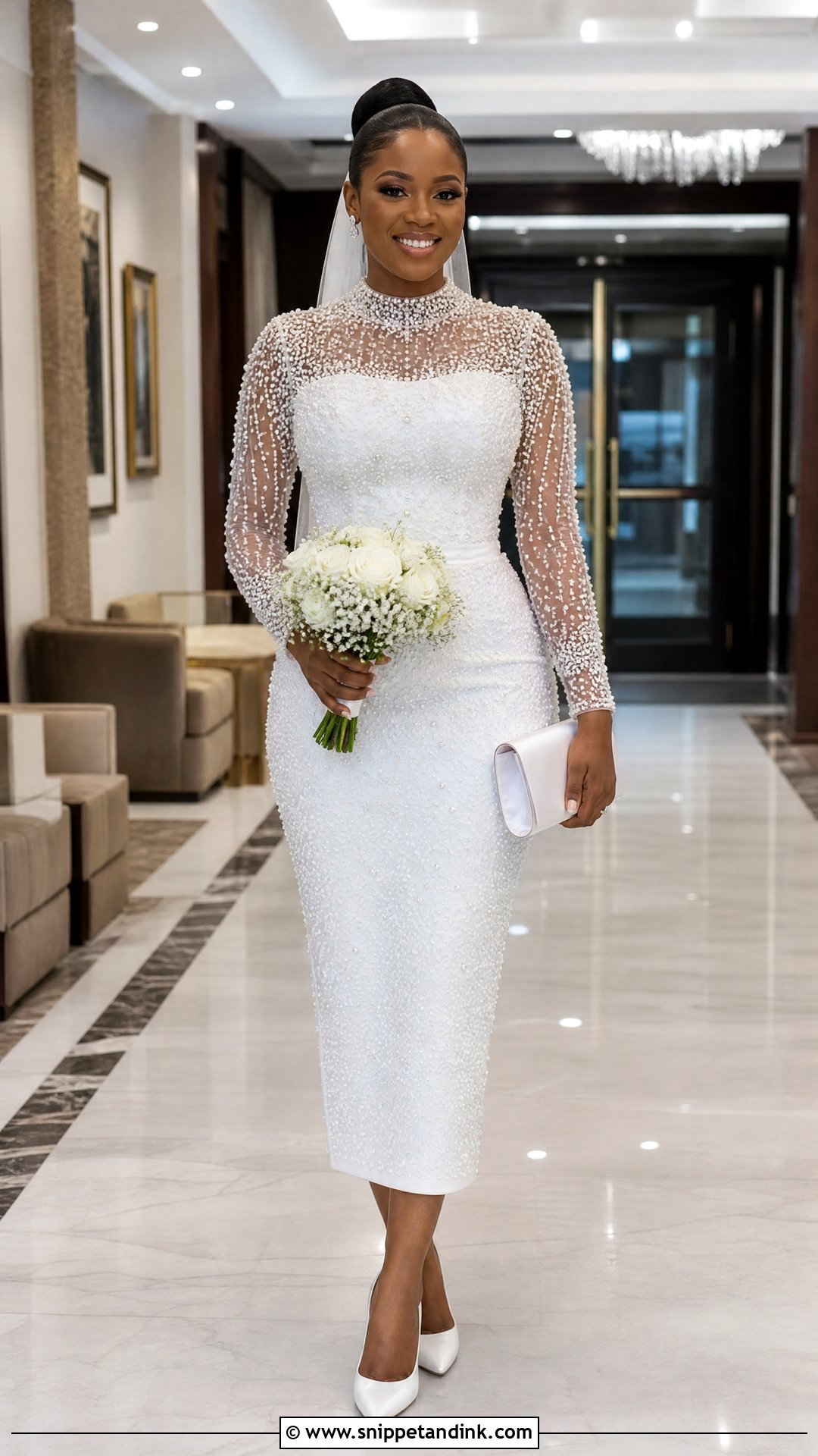 White Beaded Court Wedding Dress - Snippet and Ink - 25 Court Wedding Dress in Nigeria Ideas