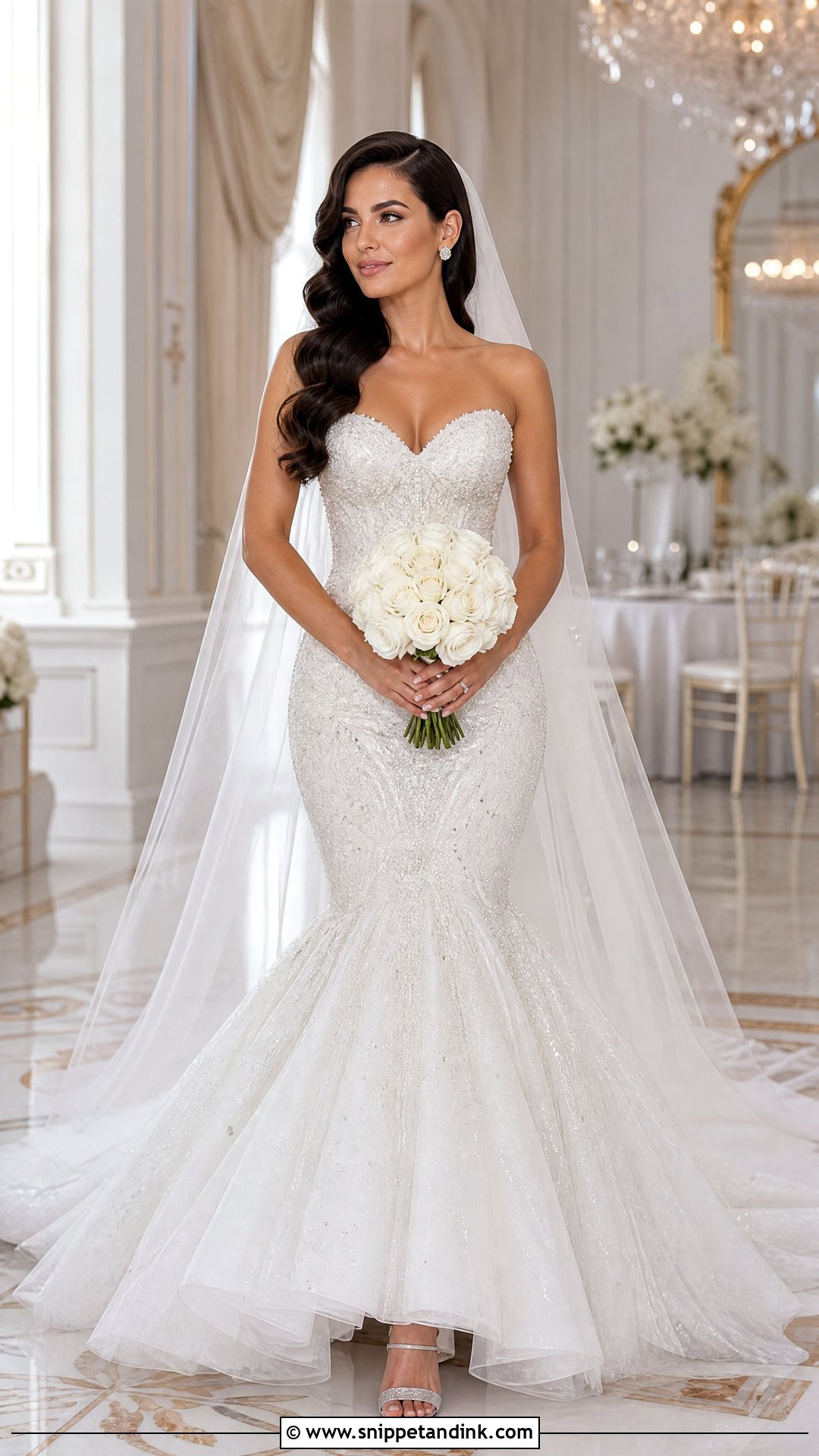 White Beaded Mermaid Wedding Dress - Snippet and Ink - 20 White Mermaid Wedding Dress Ideas
