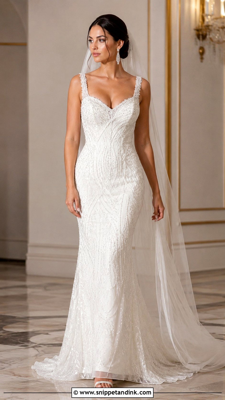 White Beaded Wedding Gown - Snippet and Ink - 30 White Wedding Gown Ideas