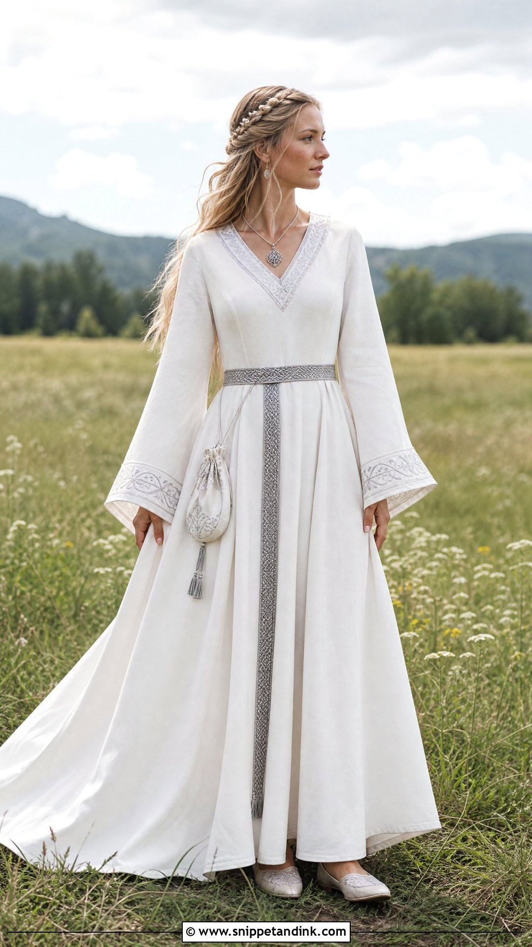 White Bell Sleeve Norse Wedding Dress - Snippet and Ink - 20 Norse Wedding Dress Ideas
