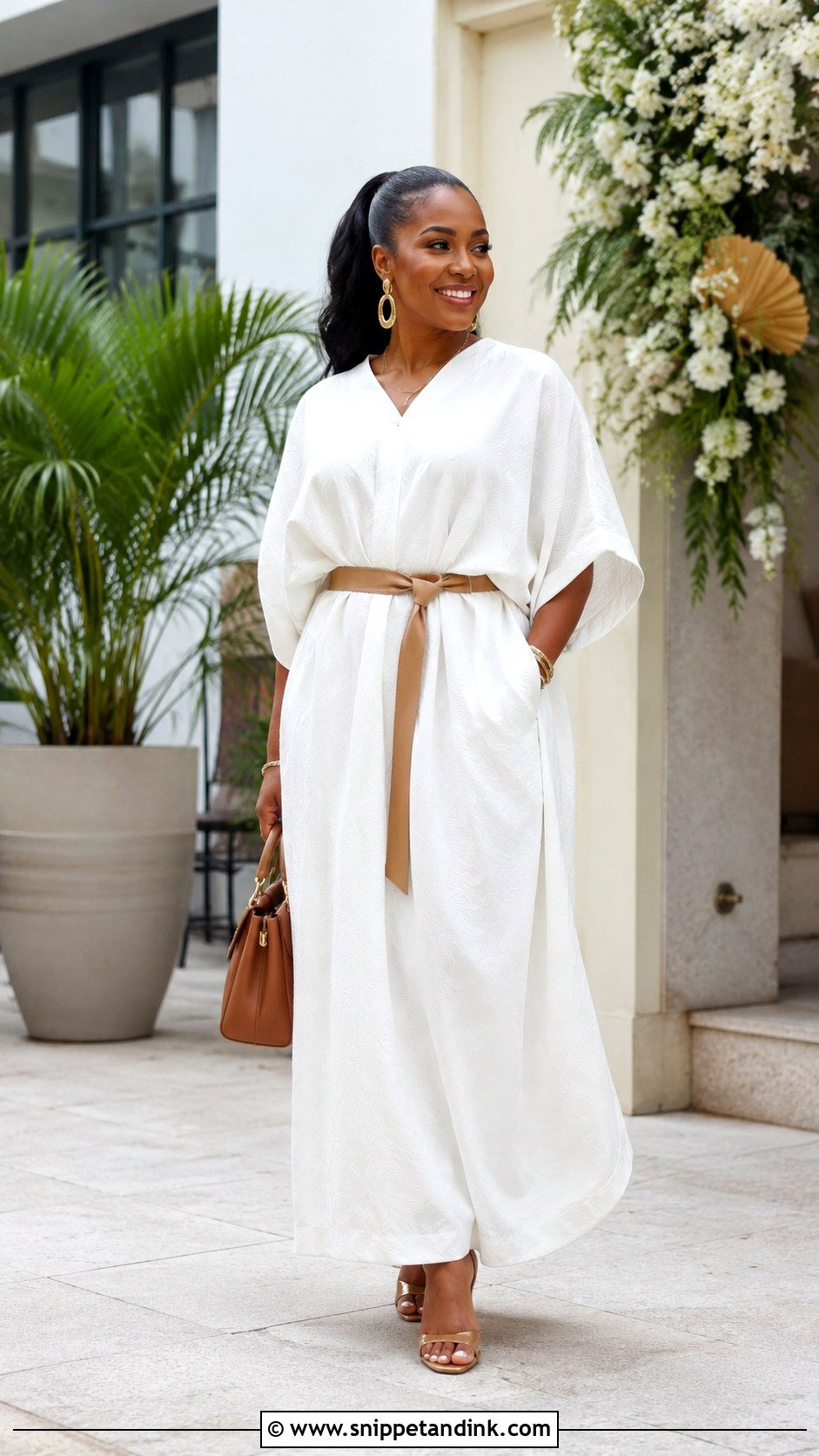 White Belted Bubu Gown - Snippet and Ink - 20 Bubu White Gown Styles