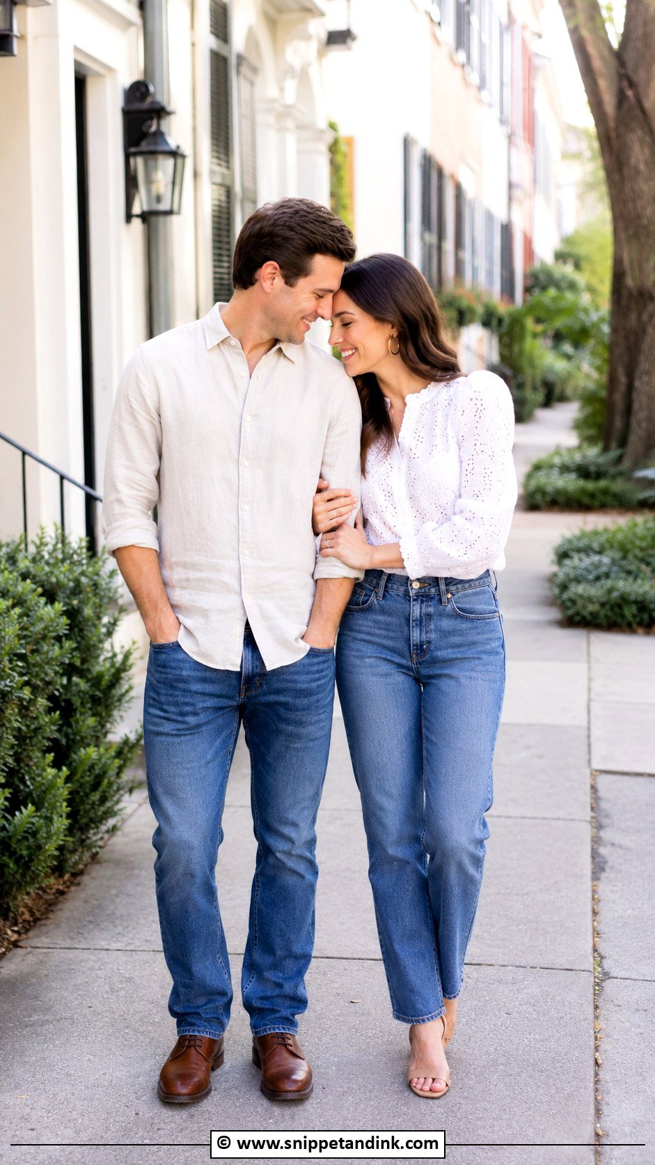 White Blouse And Blue Jeans Prewedding Outfit - Snippet and Ink - 30 Casual Prewedding Outfit Ideas