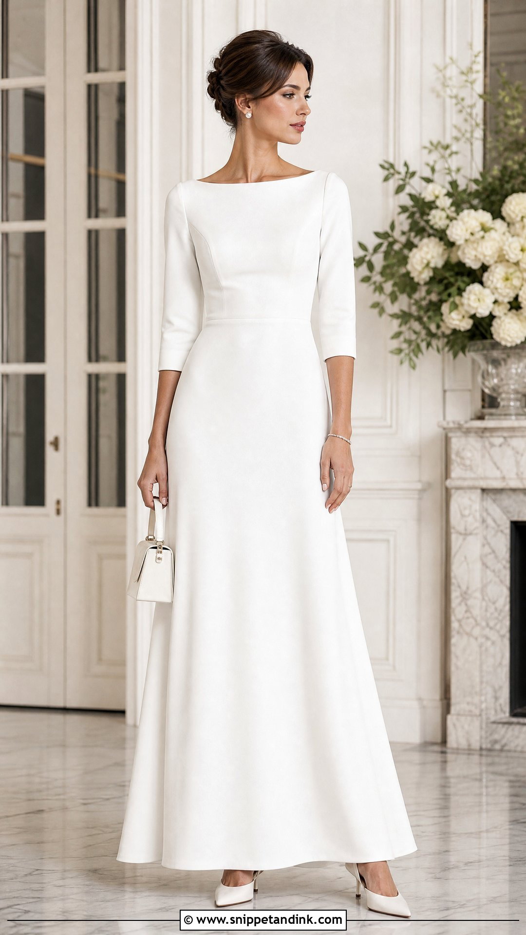 White Boat Neck Gown - Snippet and Ink - 20 Simple Elegant White Gowns