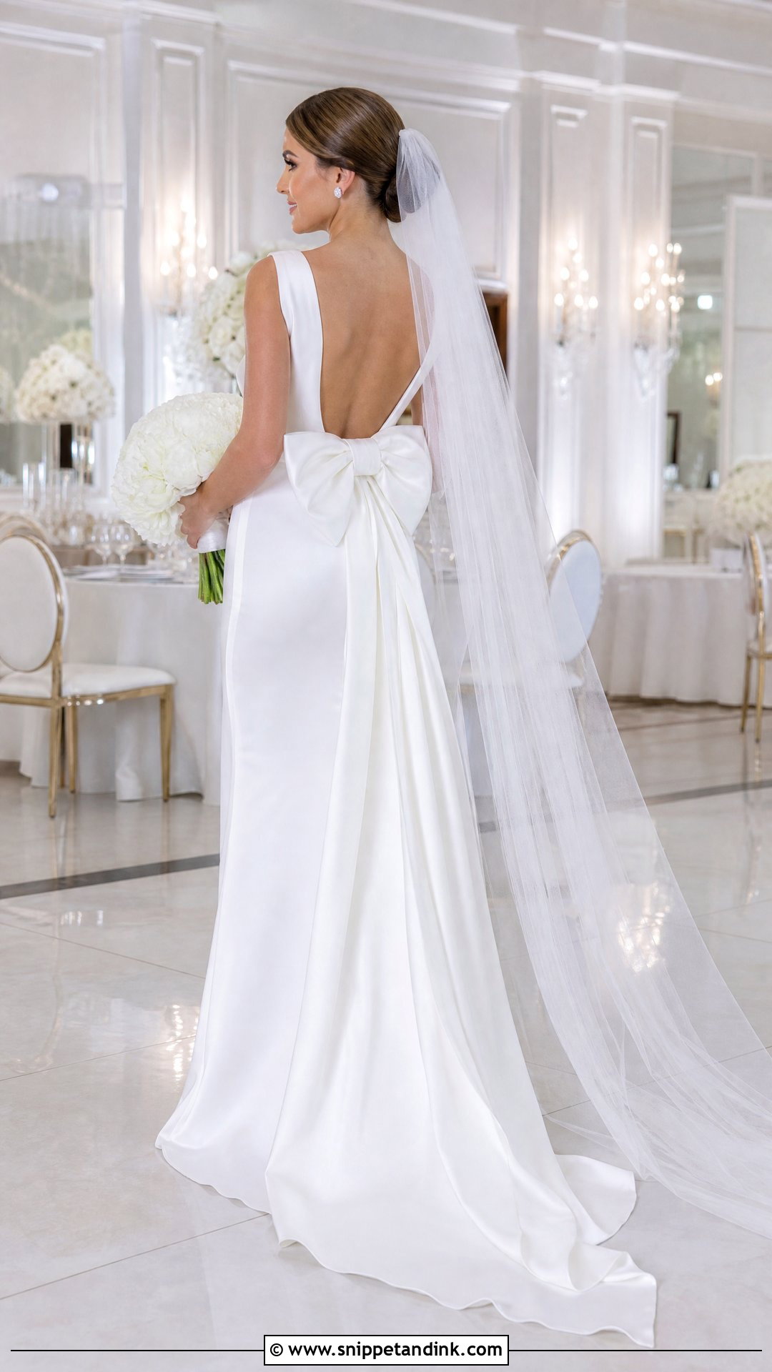 White Bow Back Column Bridal Dress - Snippet and Ink - 20 White Bridal Dresses