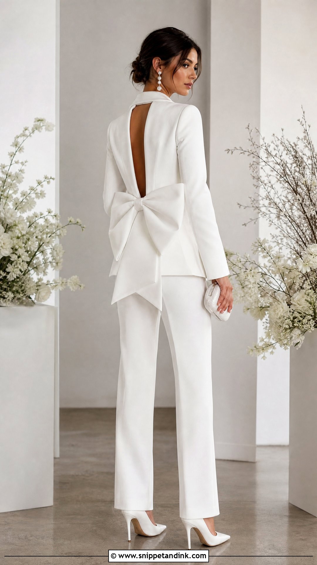 White Bow Back Wedding Suit - Snippet and Ink - 20 White Suit Wedding Women Ideas