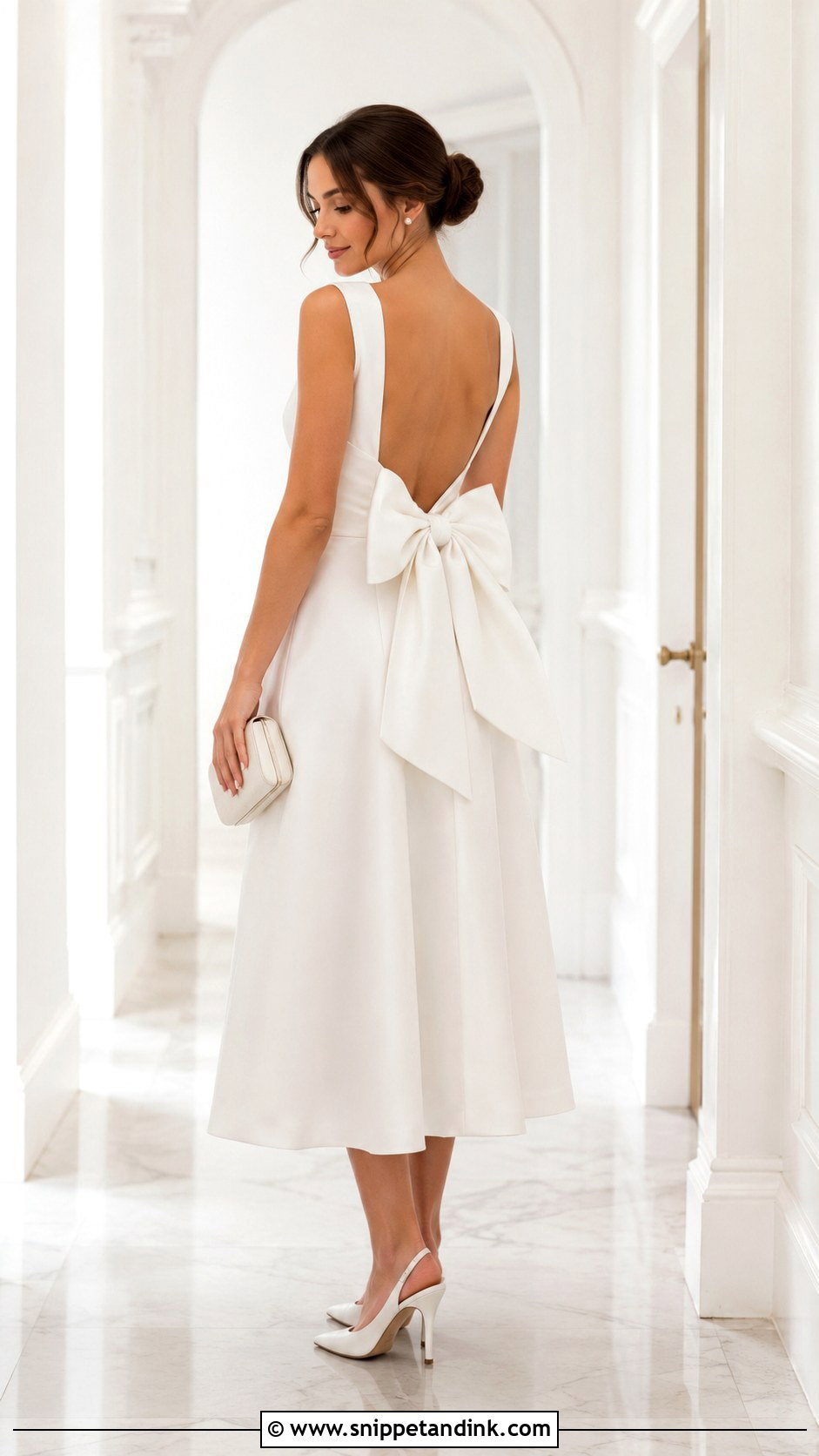White Bow Dress Wedding Outfit - Snippet and Ink - 25 White Dress for Wedding Ideas