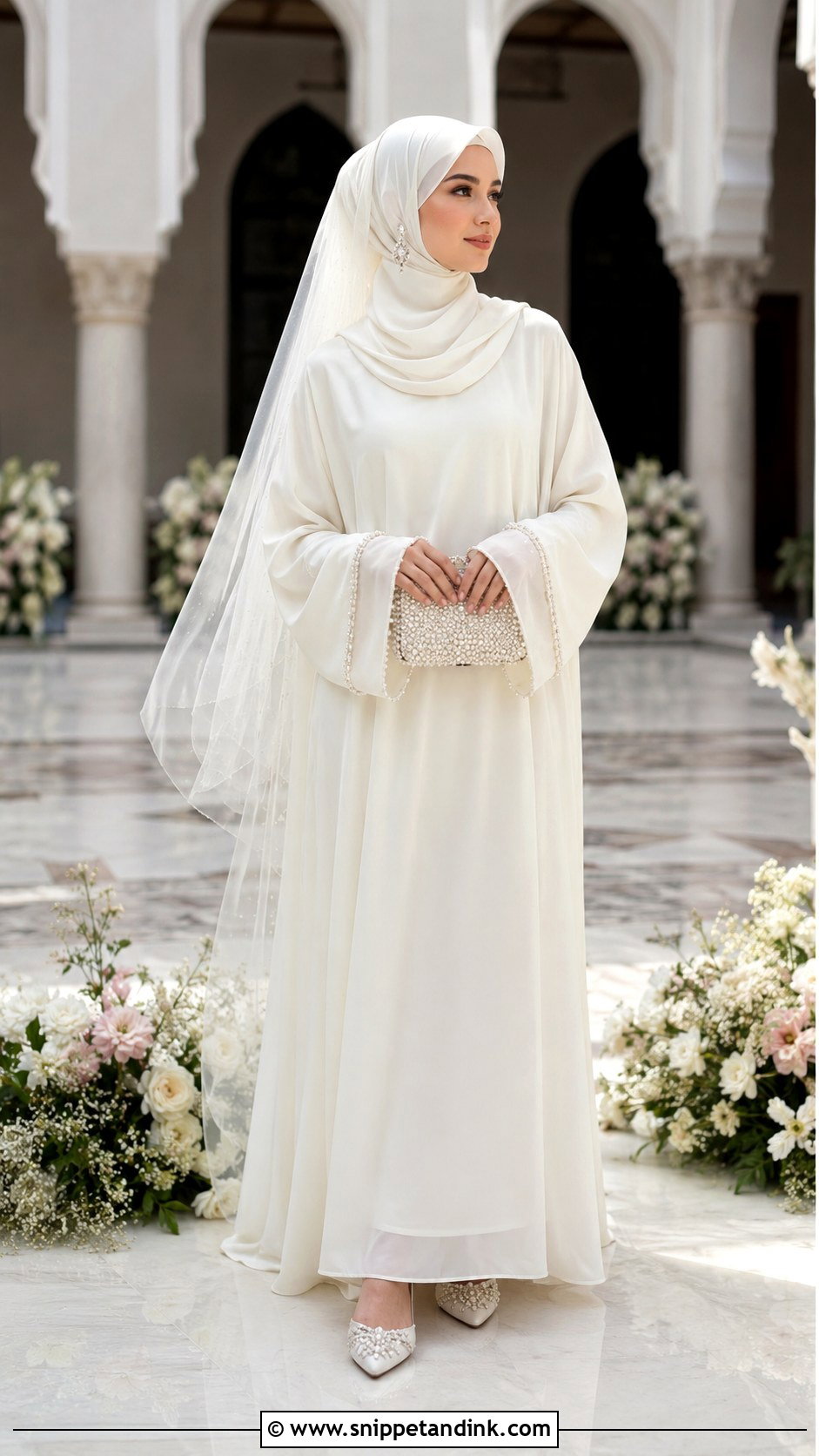 White Bridal Abaya Muslimah Wedding Dress - Snippet and Ink - 20 Simple Muslimah Wedding Dress Ideas