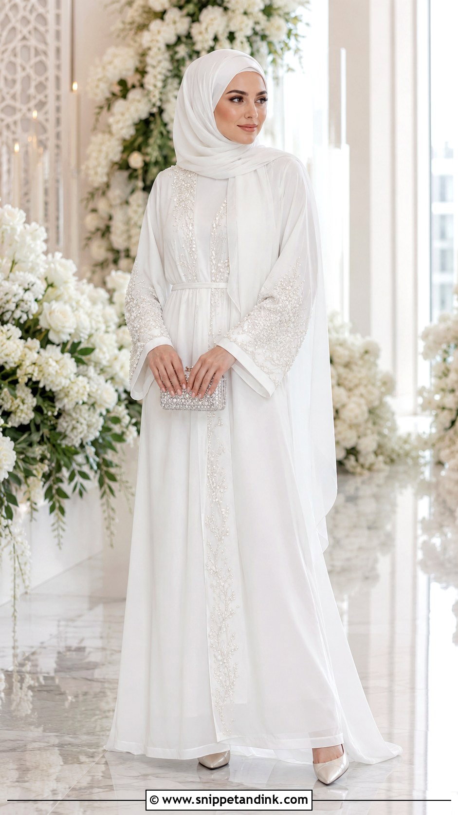 White Bridal Abaya - Snippet and Ink - 30 Wedding Abaya Ideas