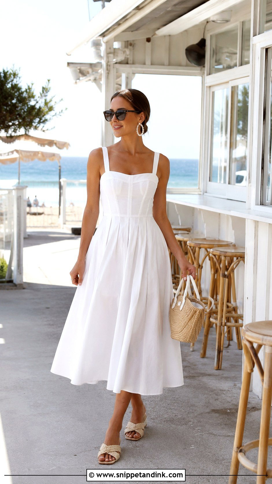 White Bridal Beach Brunch Dress - Snippet and Ink - 20 Bridal Beach Outfit Ideas