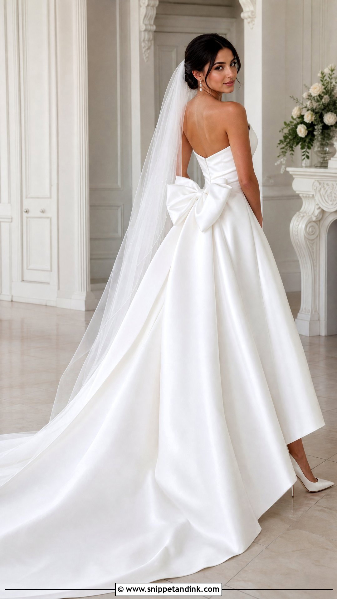 White Bridal Dress With Bow - Snippet and Ink - 25 White Bridal Dress Ideas