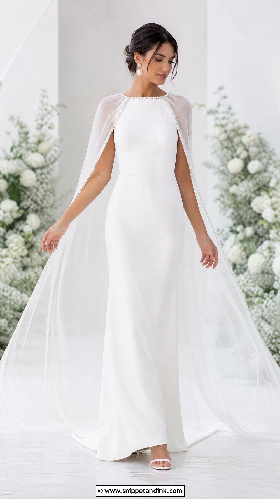 White Bridal Dress With Cape - Snippet and Ink - 25 White Bridal Dress Ideas