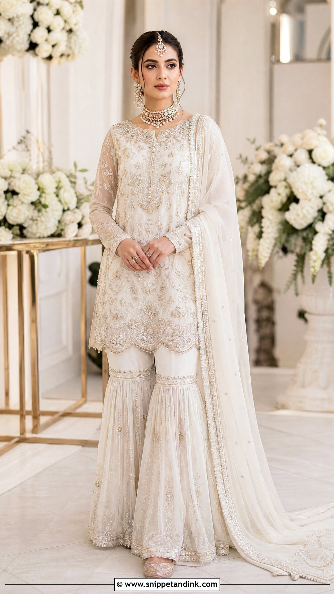 White Bridal Gharara For Nikkah - Snippet and Ink - 25 Latest Bridal Dresses Pakistan